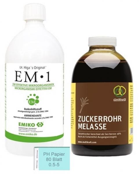 EM1 von Emiko 1L | Zuckerrohr Melasse 1L von Multikraft | + PH Papier 80 Blatt